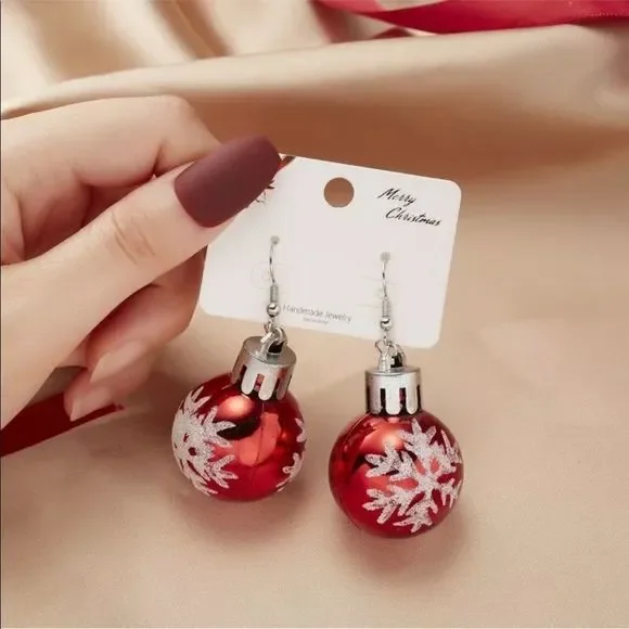 Christmas Sequins Resin Ball Ear Hook Earrings - Picture 2 of 3